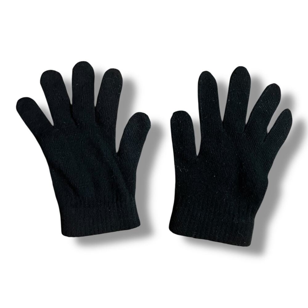 Black Knit Winter Gloves One Size Fits Most Warm Stretchy Unisex